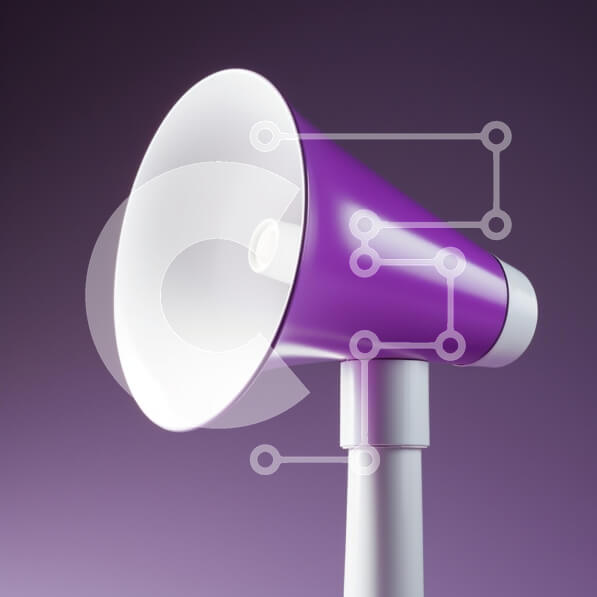 Intra Συλλεκτικό Ξύλινο Παζλ Plywood  4mm - Μωβ μεγάφωνο σε φόντο κλίσης Σε Ξύλινο Κουτί - Διαστάσεις: 10x10 cm – 25 κομμάτια