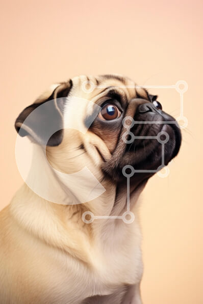 Σετ των 2 Intra Συλλεκτικό Ξύλινο Παζλ Plywood  4mm - Pug Dog στο προφίλ με μαλακό φόντο Σε Ξύλινο Κουτί - Διαστάσεις: 10x10 cm – 25 κομμάτια