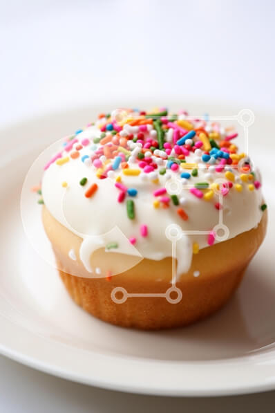 Σετ των 2 Intra Συλλεκτικό Ξύλινο Παζλ Plywood  4mm - Πολύχρωμο cupcake με ψεκασμούς Σε Ξύλινο Κουτί - Διαστάσεις: 10x10 cm – 25 κομμάτια