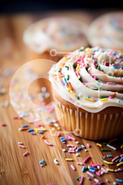 Σετ των 2 Intra Συλλεκτικό Ξύλινο Παζλ Plywood  4mm - Cupcake με ψεκασμούς σε ξύλινη επιφάνεια Σε Ξύλινο Κουτί - Διαστάσεις: 10x10 cm – 25 κομμάτια