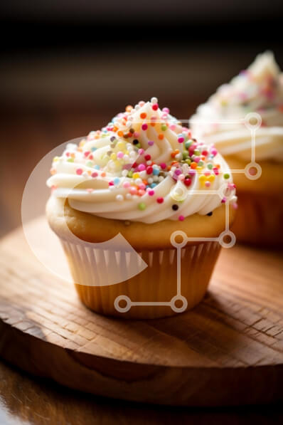 Σετ των 2 Intra Συλλεκτικό Ξύλινο Παζλ Plywood  4mm - Λαχταριστό Cupcake με Πασπαλίσματα Σε Ξύλινο Κουτί - Διαστάσεις: 10x10 cm – 25 κομμάτια