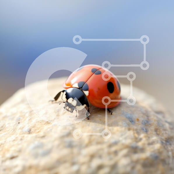 Intra Συλλεκτικό Ξύλινο Παζλ Plywood  4mm - Κοντινό πλάνο μιας πασχαλίτσας σε έναν βράχο Σε Ξύλινο Κουτί - Διαστάσεις: 10x10 cm – 25 κομμάτια