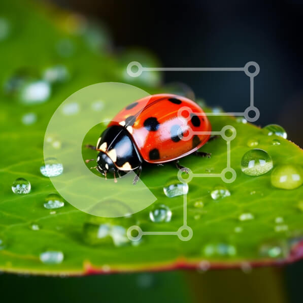 Intra Συλλεκτικό Ξύλινο Παζλ Plywood  4mm - Κοντινό πλάνο μιας πασχαλίτσας σε ένα φύλλο Σε Ξύλινο Κουτί - Διαστάσεις: 10x10 cm – 25 κομμάτια