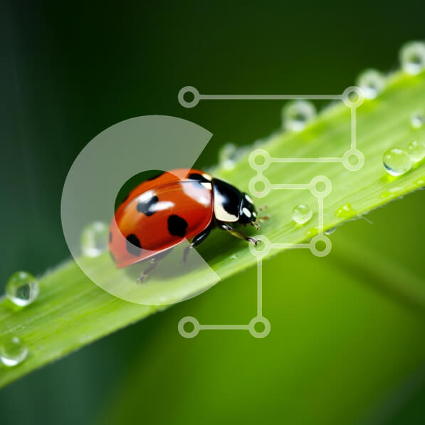 Intra Συλλεκτικό Ξύλινο Παζλ Plywood  4mm - Κοντινό πλάνο Πασχαλίτσα σε πράσινο φύλλο με σταγόνες νερού Σε Ξύλινο Κουτί - Διαστάσεις: 10x10 cm – 25 κομμάτια