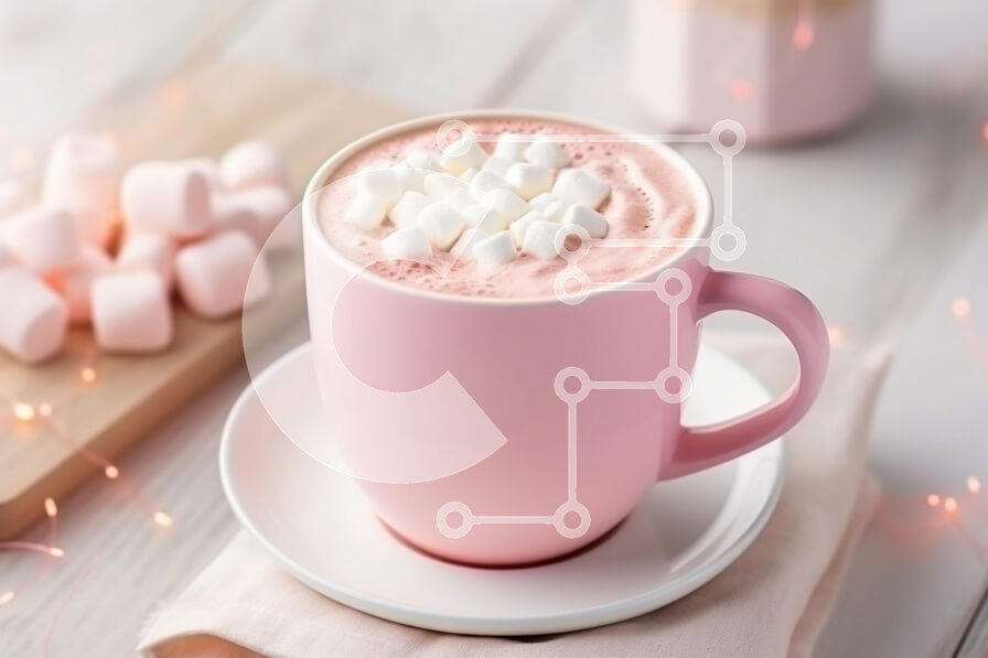 Σετ των 2 Intra Συλλεκτικό Ξύλινο Παζλ Plywood  4mm - Ροζ φλιτζάνι ζεστή σοκολάτα με Marshmallows Σε Ξύλινο Κουτί - Διαστάσεις: 10x10 cm – 25 κομμάτια