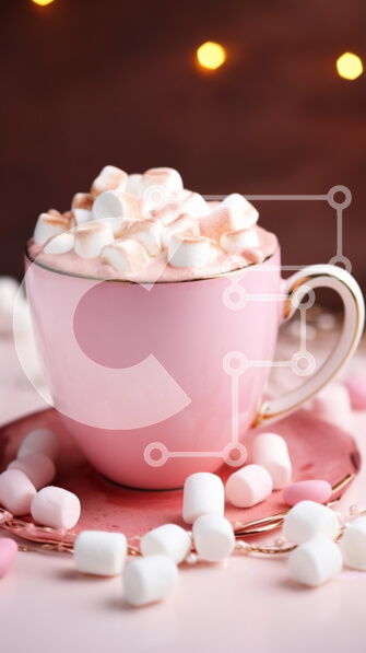 Intra Συλλεκτικό Ξύλινο Παζλ Plywood  4mm - Ζεστό ροζ φλιτζάνι ζεστή σοκολάτα με Marshmallows Σε Ξύλινο Κουτί - Διαστάσεις: 10x10 cm – 25 κομμάτια