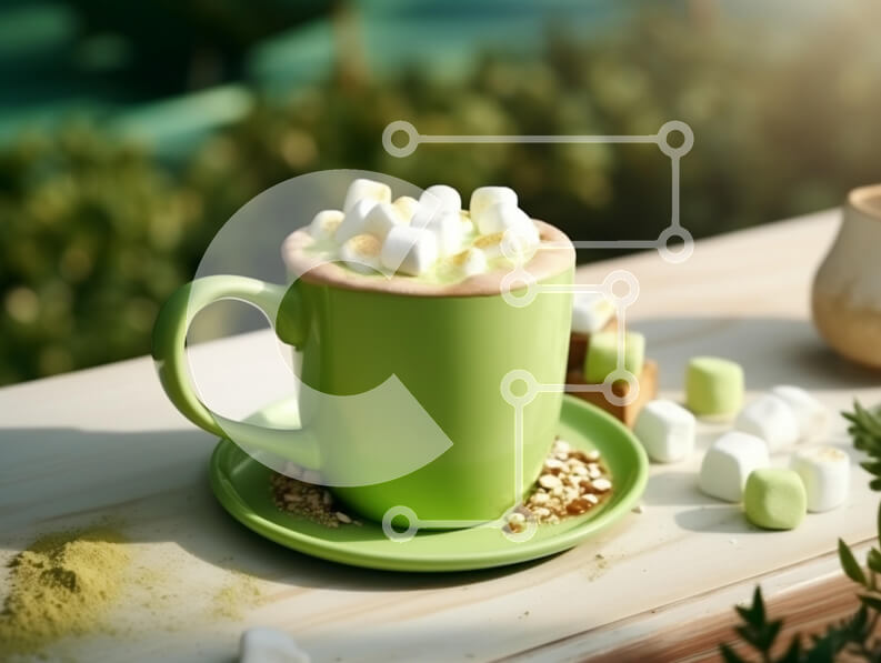 Σετ των 2 Intra Συλλεκτικό Ξύλινο Παζλ Plywood  4mm - Πράσινη κούπα με ρόφημα με επικάλυψη Marshmallow Σε Ξύλινο Κουτί - Διαστάσεις: 10x10 cm – 25 κομμάτια