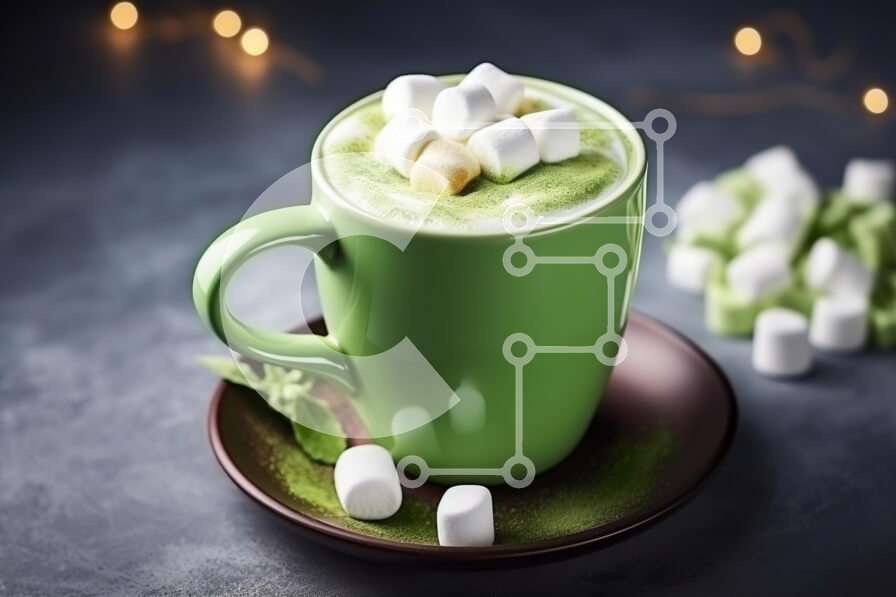 Σετ των 2 Intra Συλλεκτικό Ξύλινο Παζλ Plywood  4mm - Ζεστό ποτό Matcha με Marshmallows Σε Ξύλινο Κουτί - Διαστάσεις: 10x10 cm – 25 κομμάτια