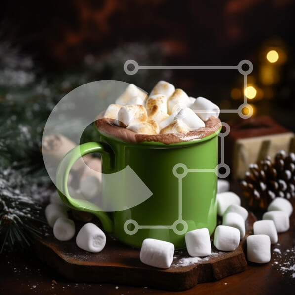 Σετ των 2 Intra Συλλεκτικό Ξύλινο Παζλ Plywood  4mm - Ζεστή ζεστή σοκολάτα με Marshmallows σε ένα εορταστικό περιβάλλον Σε Ξύλινο Κουτί - Διαστάσεις: 10x10 cm – 25 κομμάτια