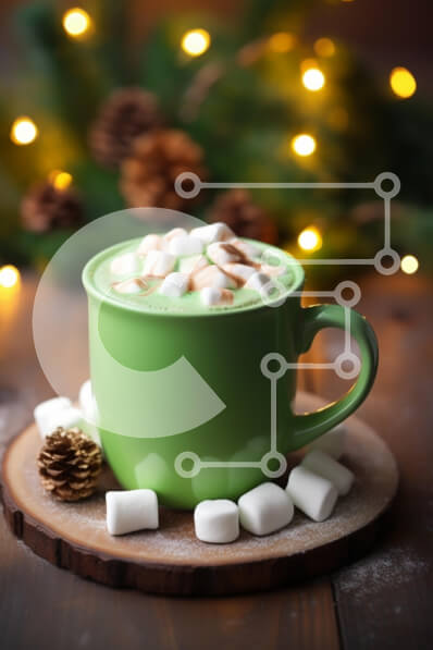 Σετ των 2 Intra Συλλεκτικό Ξύλινο Παζλ Plywood  4mm - Ζεστή ζεστή σοκολάτα με Marshmallows σε σκηνικό διακοπών Σε Ξύλινο Κουτί - Διαστάσεις: 10x10 cm – 25 κομμάτια