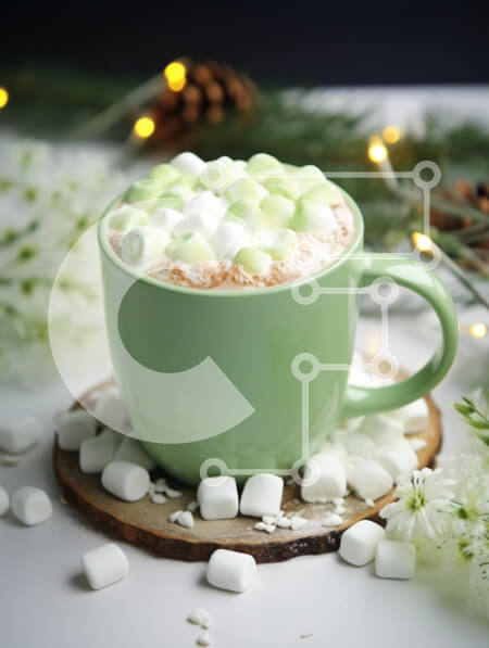 Σετ των 2 Intra Συλλεκτικό Ξύλινο Παζλ Plywood  4mm - Ζεστή ζεστή σοκολάτα με Marshmallows για τις γιορτές Σε Ξύλινο Κουτί - Διαστάσεις: 10x10 cm – 25 κομμάτια