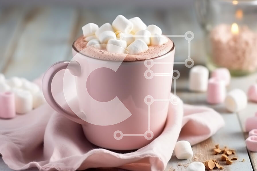 Σετ των 2 Intra Συλλεκτικό Ξύλινο Παζλ Plywood  4mm - Ζεστή σοκολάτα με Marshmallows σε ροζ κούπα Σε Ξύλινο Κουτί - Διαστάσεις: 10x10 cm – 25 κομμάτια