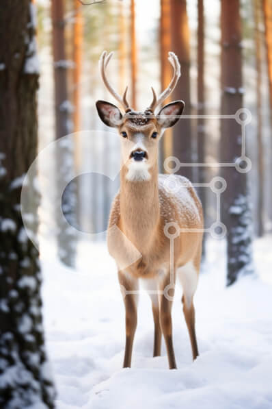 Σετ των 2 Intra Συλλεκτικό Ξύλινο Παζλ Plywood  4mm - Ελάφια στο χιονισμένο δάσος Σε Ξύλινο Κουτί - Διαστάσεις: 10x10 cm – 25 κομμάτια