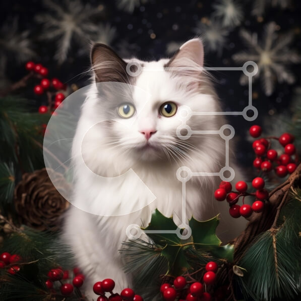 Intra Συλλεκτικό Ξύλινο Παζλ Plywood  4mm - Εορταστικό πορτρέτο γάτας Σε Ξύλινο Κουτί - Διαστάσεις: 10x10 cm – 25 κομμάτια