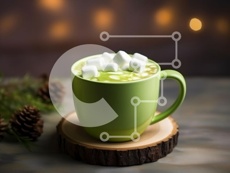 Σετ των 2 Intra Συλλεκτικό Ξύλινο Παζλ Plywood  4mm - Ζεστό πράσινο φλιτζάνι ζεστό ρόφημα με Marshmallows Σε Ξύλινο Κουτί - Διαστάσεις: 10x10 cm – 25 κομμάτια