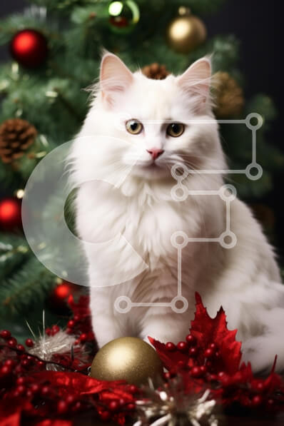 Σετ των 2 Intra Συλλεκτικό Ξύλινο Παζλ Plywood  4mm - Αφράτη λευκή γάτα σε σκηνικό διακοπών Σε Ξύλινο Κουτί - Διαστάσεις: 10x10 cm – 25 κομμάτια