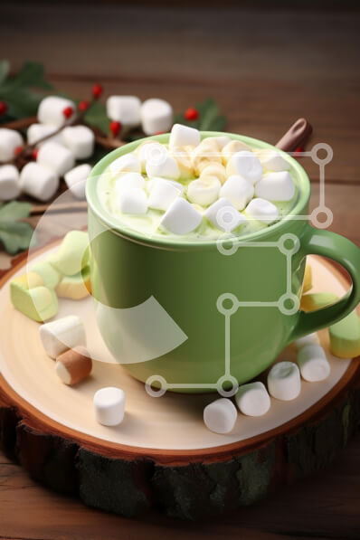 Σετ των 2 Intra Συλλεκτικό Ξύλινο Παζλ Plywood  4mm - Άνετη πράσινη κούπα με Marshmallows Σε Ξύλινο Κουτί - Διαστάσεις: 10x10 cm – 25 κομμάτια