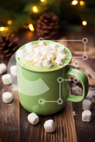 Σετ των 2 Intra Συλλεκτικό Ξύλινο Παζλ Plywood  4mm - Εορταστική ζεστή σοκολάτα σε πράσινη κούπα Σε Ξύλινο Κουτί - Διαστάσεις: 10x10 cm – 25 κομμάτια