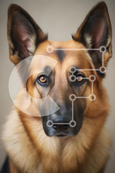 Σετ των 2 Intra Συλλεκτικό Ξύλινο Παζλ Plywood  4mm - Κοντινό πλάνο ενός γερμανικού ποιμενικού σκύλου Σε Ξύλινο Κουτί - Διαστάσεις: 10x10 cm – 25 κομμάτια