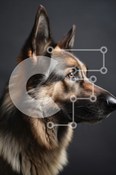 Σετ των 2 Intra Συλλεκτικό Ξύλινο Παζλ Plywood  4mm - Κοντινό προφίλ ενός γερμανικού ποιμενικού σκύλου Σε Ξύλινο Κουτί - Διαστάσεις: 10x10 cm – 25 κομμάτια