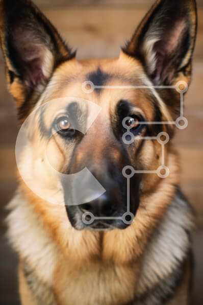 Σετ των 2 Intra Συλλεκτικό Ξύλινο Παζλ Plywood  4mm - Κοντινό πλάνο ενός γερμανικού ποιμενικού σκύλου Σε Ξύλινο Κουτί - Διαστάσεις: 10x10 cm – 25 κομμάτια