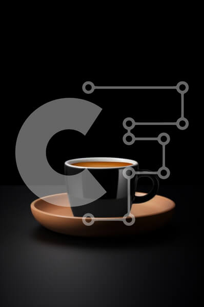 Σετ των 2 Intra Συλλεκτικό Ξύλινο Παζλ Plywood  4mm - Μαύρο φλιτζάνι καφέ σε πήλινο πιάτο Σε Ξύλινο Κουτί - Διαστάσεις: 10x10 cm – 25 κομμάτια