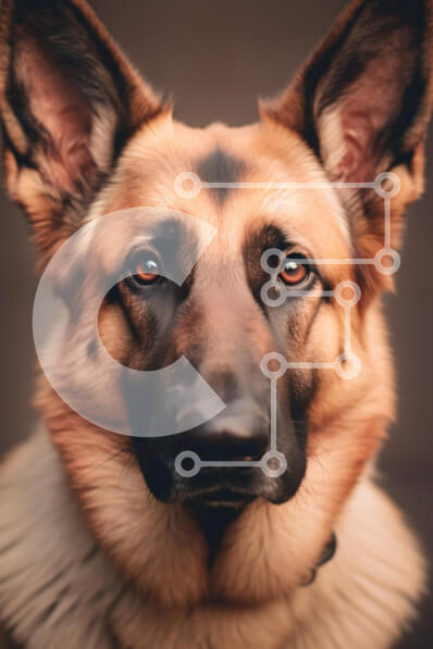 Σετ των 2 Intra Συλλεκτικό Ξύλινο Παζλ Plywood  4mm - Κοντινό πλάνο ενός γερμανικού ποιμενικού σκύλου Σε Ξύλινο Κουτί - Διαστάσεις: 10x10 cm – 25 κομμάτια