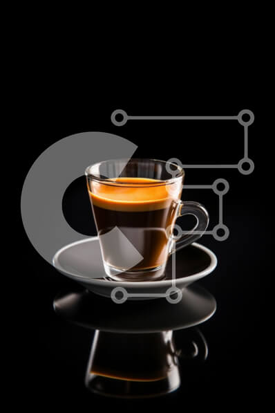 Σετ των 2 Intra Συλλεκτικό Ξύλινο Παζλ Plywood  4mm - Εσπρέσο σε γυάλινο φλιτζάνι σε μαύρο φόντο Σε Ξύλινο Κουτί - Διαστάσεις: 10x10 cm – 25 κομμάτια