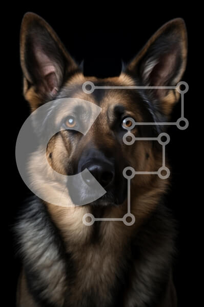 Σετ των 2 Intra Συλλεκτικό Ξύλινο Παζλ Plywood  4mm - Κοντινό πλάνο πορτρέτο ενός γερμανικού ποιμενικού σκύλου Σε Ξύλινο Κουτί - Διαστάσεις: 10x10 cm – 25 κομμάτια