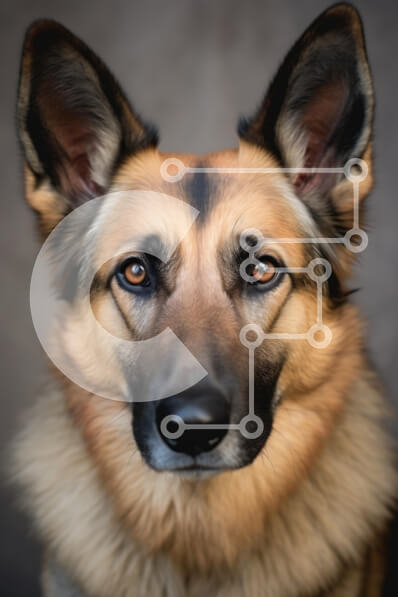 Σετ των 2 Intra Συλλεκτικό Ξύλινο Παζλ Plywood  4mm - Κοντινό πλάνο πορτρέτο ενός γερμανικού ποιμενικού σκύλου Σε Ξύλινο Κουτί - Διαστάσεις: 10x10 cm – 25 κομμάτια