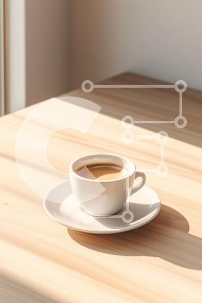 Σετ των 2 Intra Συλλεκτικό Ξύλινο Παζλ Plywood  4mm - Φλιτζάνι καφέ σε ξύλινο τραπέζι με φυσικό φως Σε Ξύλινο Κουτί - Διαστάσεις: 10x10 cm – 25 κομμάτια