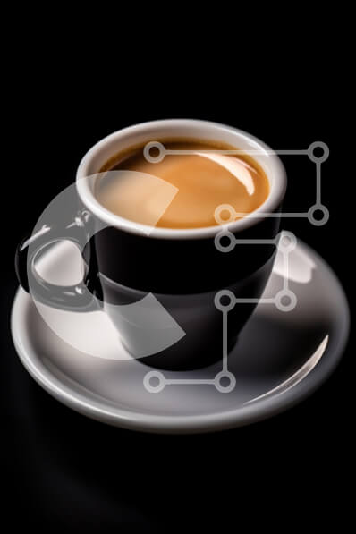 Σετ των 2 Intra Συλλεκτικό Ξύλινο Παζλ Plywood  4mm - Μαύρο φλιτζάνι καφέ σε λευκό πιατάκι Σε Ξύλινο Κουτί - Διαστάσεις: 10x10 cm – 25 κομμάτια