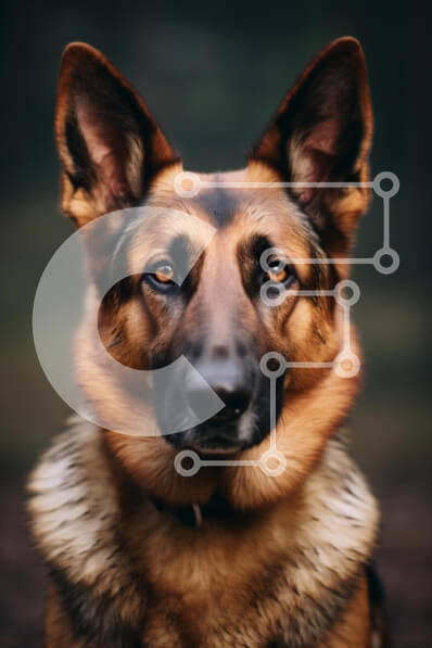 Σετ των 2 Intra Συλλεκτικό Ξύλινο Παζλ Plywood  4mm - Κοντινό πλάνο πορτρέτο ενός γερμανικού ποιμενικού σκύλου Σε Ξύλινο Κουτί - Διαστάσεις: 10x10 cm – 25 κομμάτια