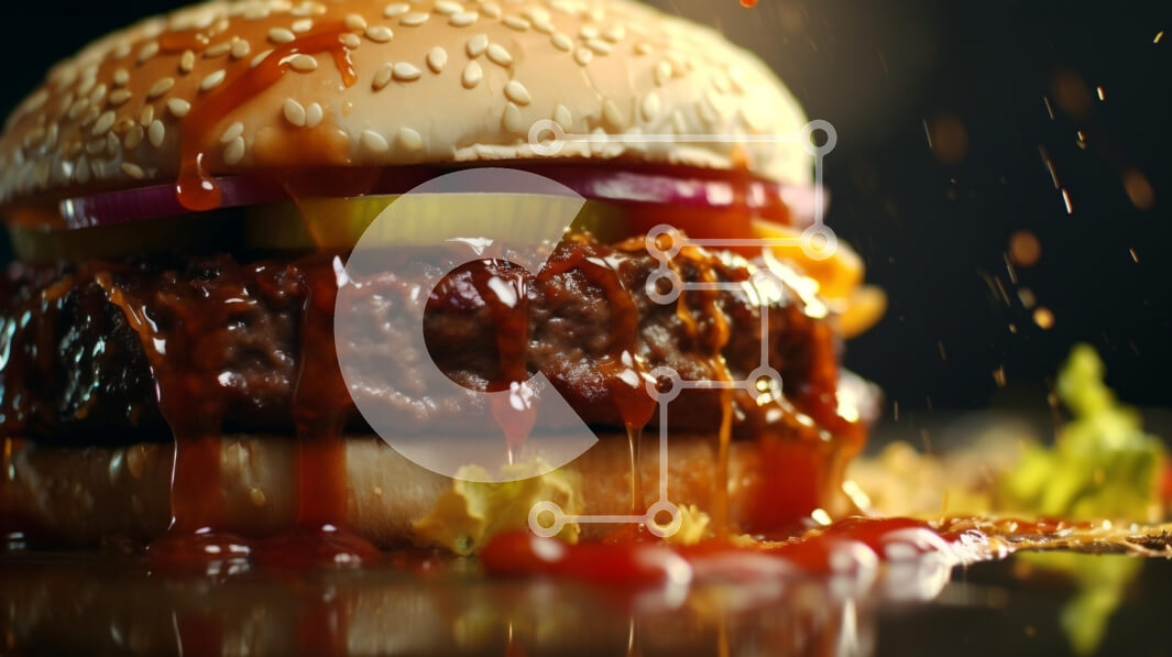 Σετ των 2 Intra Συλλεκτικό Ξύλινο Παζλ Plywood  4mm - Κοντινό πλάνο ενός ζουμερού χάμπουργκερ με γαρνιτούρες Σε Ξύλινο Κουτί - Διαστάσεις: 10x10 cm – 25 κομμάτια