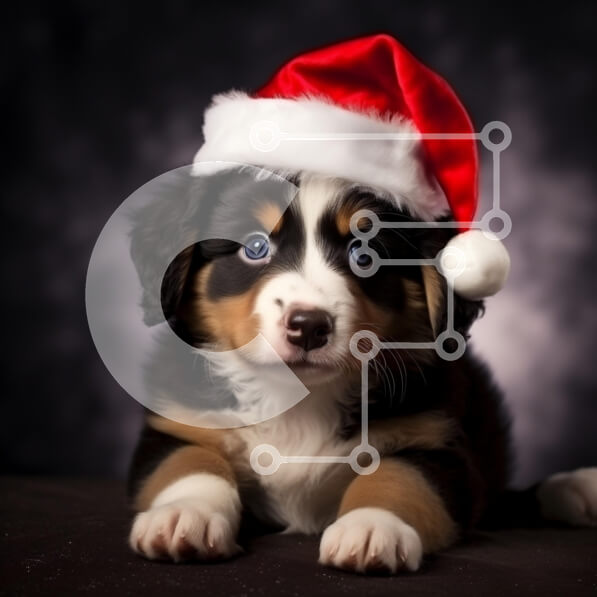 Intra Συλλεκτικό Ξύλινο Παζλ Plywood  4mm - Αξιολάτρευτο χριστουγεννιάτικο κουτάβι με καπέλο Άγιου Βασίλη Σε Ξύλινο Κουτί - Διαστάσεις: 10x10 cm – 25 κομμάτια