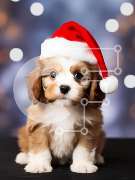 Σετ των 2 Intra Συλλεκτικό Ξύλινο Παζλ Plywood  4mm - Κουτάβι με καπέλο Άγιου Βασίλη Σε Ξύλινο Κουτί - Διαστάσεις: 10x10 cm – 25 κομμάτια