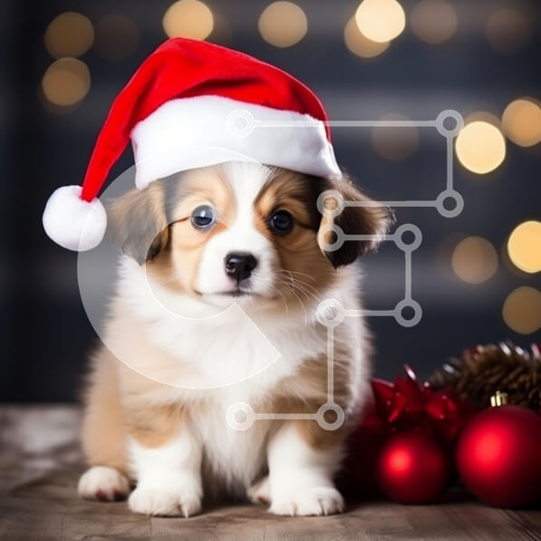 Intra Συλλεκτικό Ξύλινο Παζλ Plywood  4mm - Κουτάβι με καπέλο Άγιου Βασίλη για τα Χριστούγεννα Σε Ξύλινο Κουτί - Διαστάσεις: 10x10 cm – 25 κομμάτια