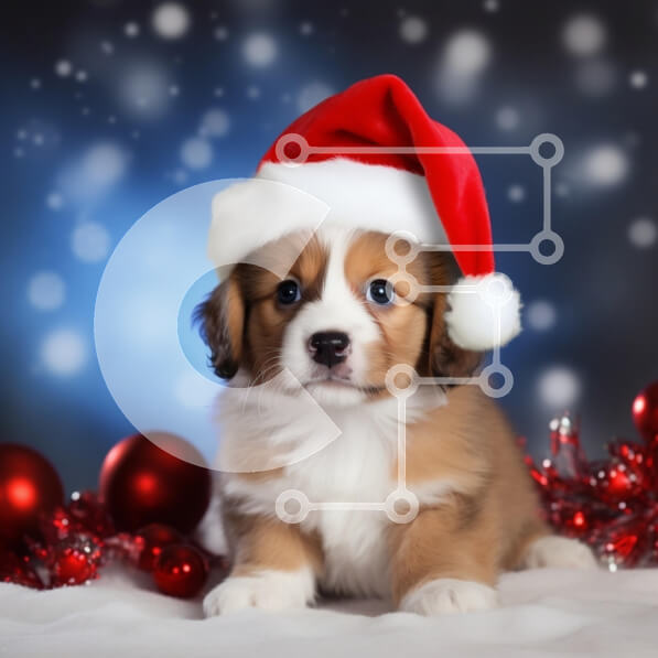 Intra Συλλεκτικό Ξύλινο Παζλ Plywood  4mm - Εορταστικό κουτάβι με καπέλο Άγιου Βασίλη Σε Ξύλινο Κουτί - Διαστάσεις: 10x10 cm – 25 κομμάτια