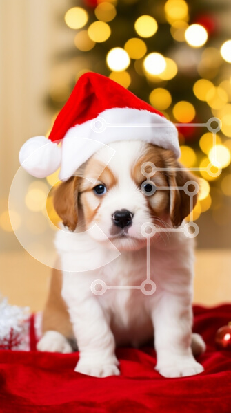 Σετ των 2 Intra Συλλεκτικό Ξύλινο Παζλ Plywood  4mm - Κουτάβι με καπέλο Άγιου Βασίλη για τα Χριστούγεννα Σε Ξύλινο Κουτί - Διαστάσεις: 10x10 cm – 25 κομμάτια