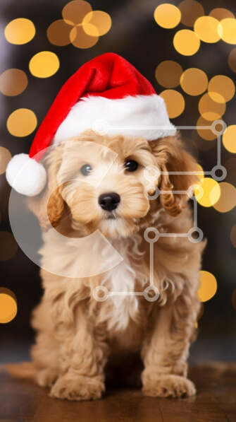 Σετ των 2 Intra Συλλεκτικό Ξύλινο Παζλ Plywood  4mm - Κουτάβι με καπέλο Άγιου Βασίλη με γιορτινά φώτα Σε Ξύλινο Κουτί - Διαστάσεις: 10x10 cm – 25 κομμάτια