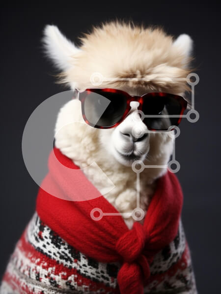 Σετ των 2 Intra Συλλεκτικό Ξύλινο Παζλ Plywood  4mm - Κομψό Alpaca σε γυαλιά ηλίου και κασκόλ Σε Ξύλινο Κουτί - Διαστάσεις: 10x10 cm – 25 κομμάτια