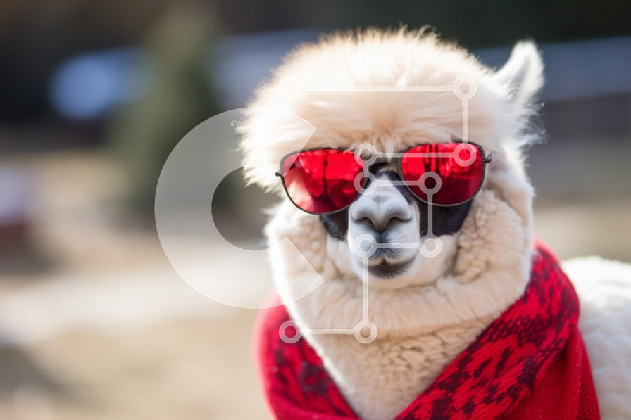 Σετ των 2 Intra Συλλεκτικό Ξύλινο Παζλ Plywood  4mm - Κομψό Alpaca με γυαλιά ηλίου Σε Ξύλινο Κουτί - Διαστάσεις: 10x10 cm – 25 κομμάτια