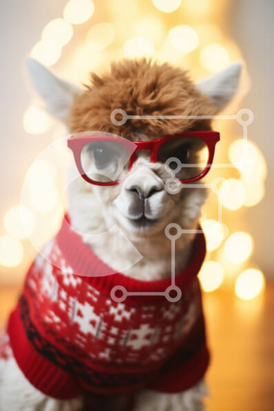 Σετ των 2 Intra Συλλεκτικό Ξύλινο Παζλ Plywood  4mm - Λάμα με γιορτινή ενδυμασία με γυαλιά και φώτα bokeh Σε Ξύλινο Κουτί - Διαστάσεις: 10x10 cm – 25 κομμάτια