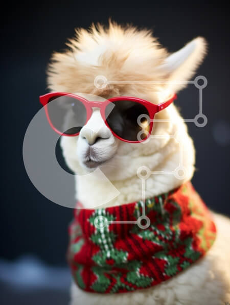 Σετ των 2 Intra Συλλεκτικό Ξύλινο Παζλ Plywood  4mm - Κομψό αλπακά με γυαλιά ηλίου και κασκόλ Σε Ξύλινο Κουτί - Διαστάσεις: 10x10 cm – 25 κομμάτια