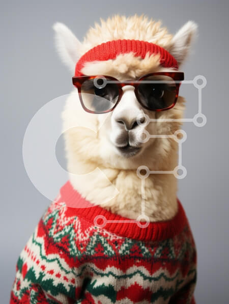 Σετ των 2 Intra Συλλεκτικό Ξύλινο Παζλ Plywood  4mm - Λάμα με χριστουγεννιάτικο πουλόβερ και γυαλιά ηλίου Σε Ξύλινο Κουτί - Διαστάσεις: 10x10 cm – 25 κομμάτια