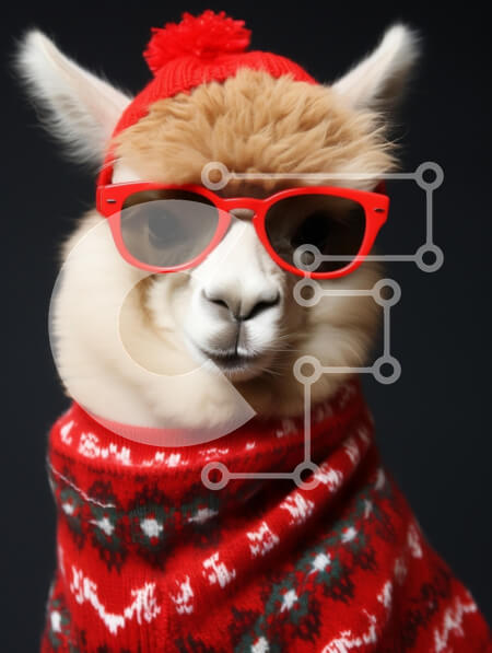 Σετ των 2 Intra Συλλεκτικό Ξύλινο Παζλ Plywood  4mm - Κομψό Alpaca με κόκκινο πουλόβερ και γυαλιά ηλίου Σε Ξύλινο Κουτί - Διαστάσεις: 10x10 cm – 25 κομμάτια