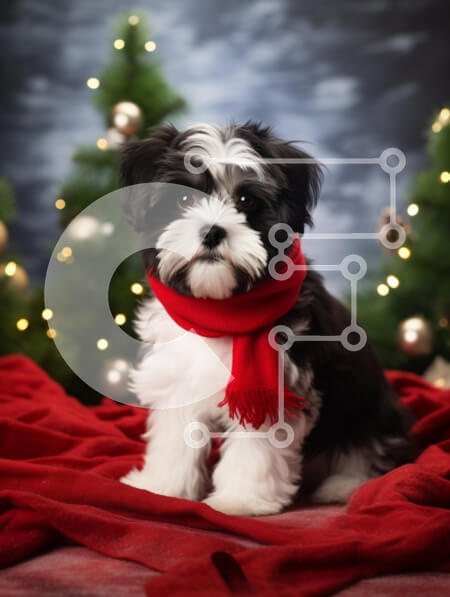 Σετ των 2 Intra Συλλεκτικό Ξύλινο Παζλ Plywood  4mm - Εορταστικό πορτρέτο σκύλου με χριστουγεννιάτικη διακόσμηση Σε Ξύλινο Κουτί - Διαστάσεις: 10x10 cm – 25 κομμάτια