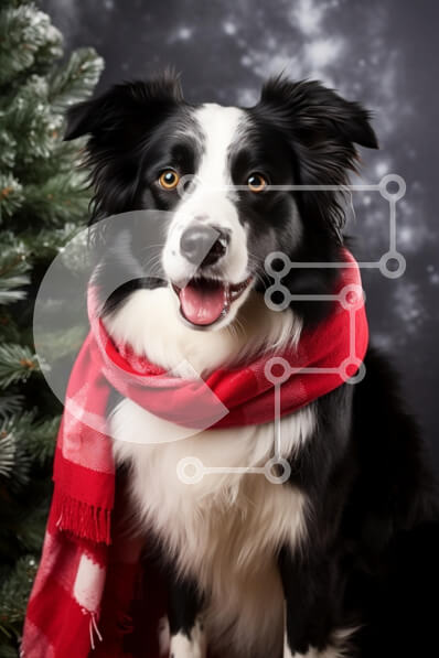 Σετ των 2 Intra Συλλεκτικό Ξύλινο Παζλ Plywood  4mm - Ευτυχισμένος σκύλος με κόκκινο κασκόλ Σε Ξύλινο Κουτί - Διαστάσεις: 10x10 cm – 25 κομμάτια