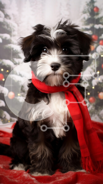 Σετ των 2 Intra Συλλεκτικό Ξύλινο Παζλ Plywood  4mm - Εορταστικό κουτάβι με κόκκινο κασκόλ Σε Ξύλινο Κουτί - Διαστάσεις: 10x10 cm – 25 κομμάτια