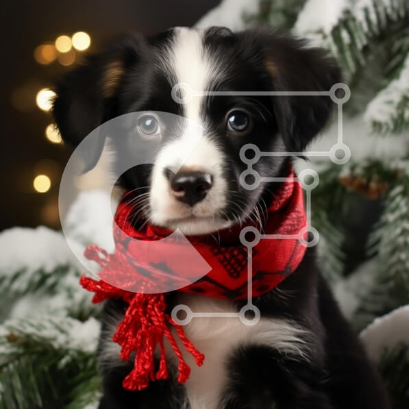 Intra Συλλεκτικό Ξύλινο Παζλ Plywood  4mm - Αξιολάτρευτο κουτάβι σε ένα εορταστικό χειμερινό περιβάλλον Σε Ξύλινο Κουτί - Διαστάσεις: 10x10 cm – 25 κομμάτια